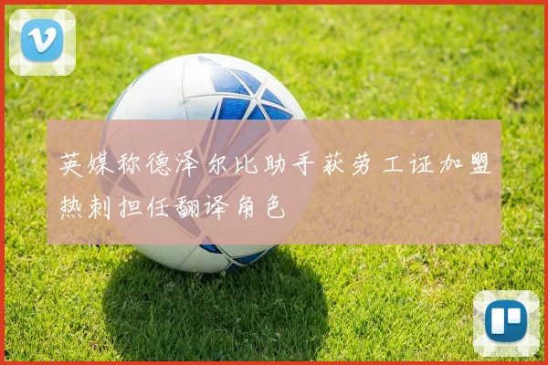 英媒称德泽尔比助手获劳工证加盟热刺担任翻译角色